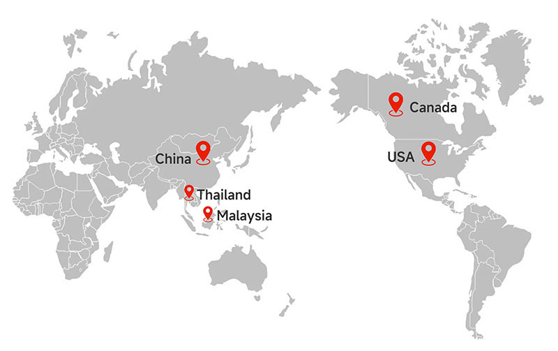 World Map indicating store locations